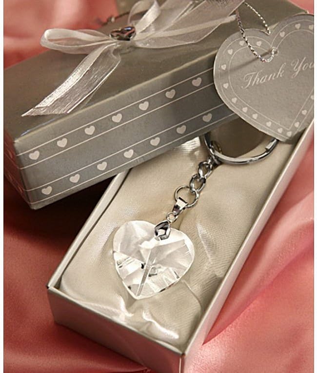 6 Chrome Key Chain with Crystal Heart