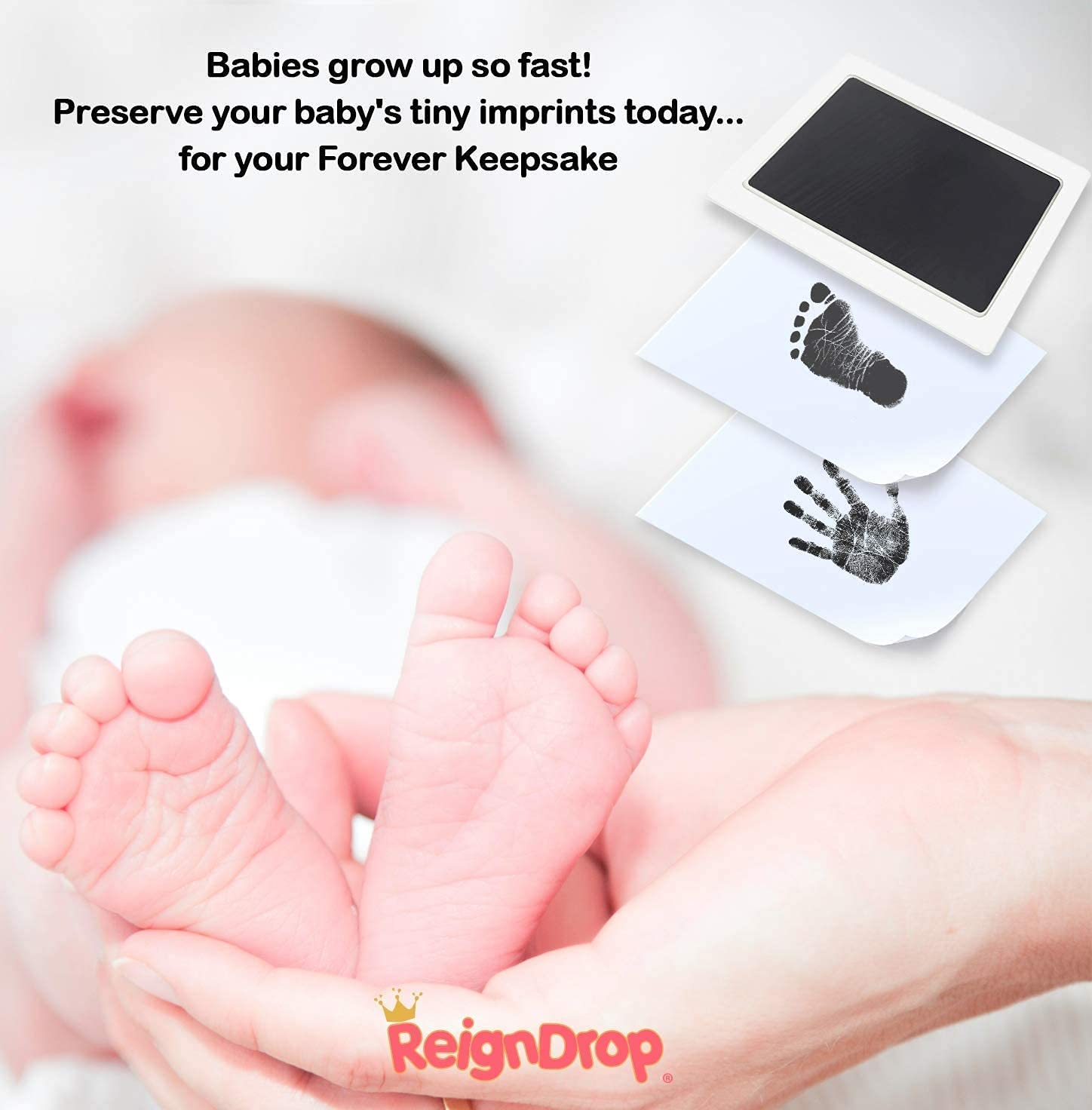 Inkless Large Clean Touch Ink Pad Kit for Baby Footprint, Handprint & Pet Paw Print - No Ink Mess, Clear Print, Smudge Resistant, Long Lasting, Baby Safe, Includes 2 Cardstock(Clean-Touch - Red)