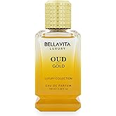 BellaVita Luxury OUD Gold Eau De Parfum (100ml) Unisex | Aromatic Arabian Perfume | Infused with Sweet Caramel, Orris, Rose, Jasmine | Arabic Gold OUD Perfume for Women & Men
