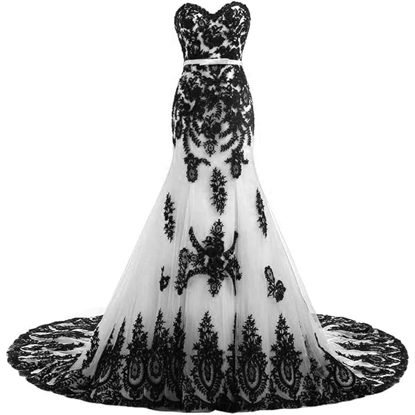 See Through Top Black Lace White Mermaid Long Sleeves Prom Evening Dresses  US 2 at Amazon Women's Clothing store