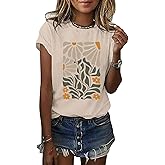 LOOKFACE Women Crewneck Cute Graphic Short Sleeve T Shirts