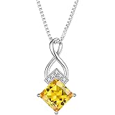 Rocayi Infinity Necklace 925 Sterling Silver Princess Cut Pendant Birthstone Jewelry for Women
