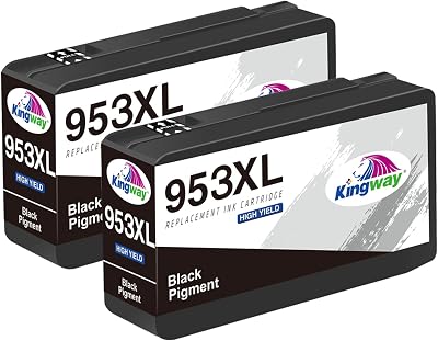 KINGWAY 953XL Black Ink Cartridge for HP Officejet Pro 7720 8710 2 Pack