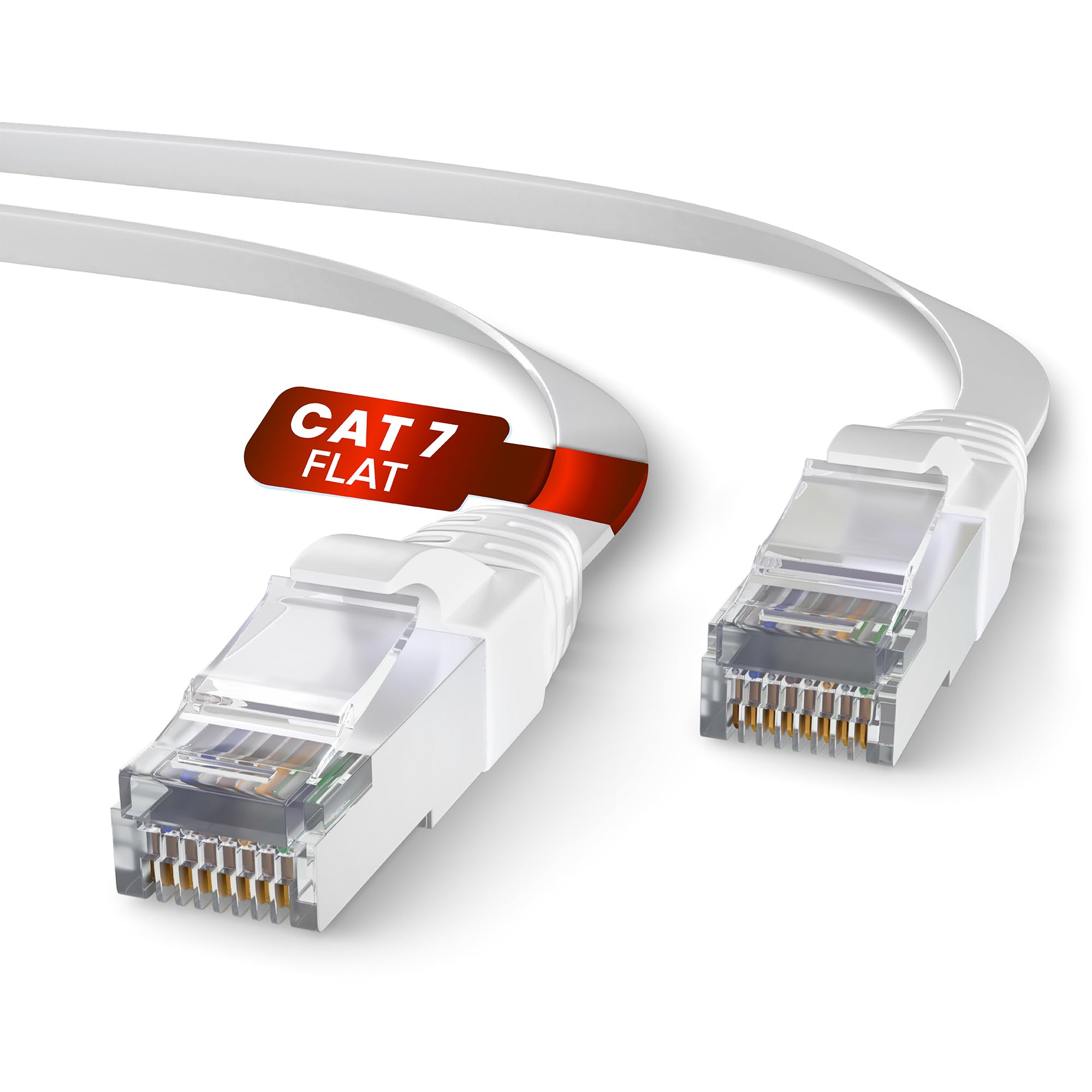 Mr. Tronic Cat 7 Ethernet Cable 10m, High Speed Pure Copper LAN Ethernet Network Cable with RJ45 Connectors, Cat7 100% Copper Flat Internet Patch Cable, 10Gbps, ADSL, AWG28, SFTP (10 Meter, White)