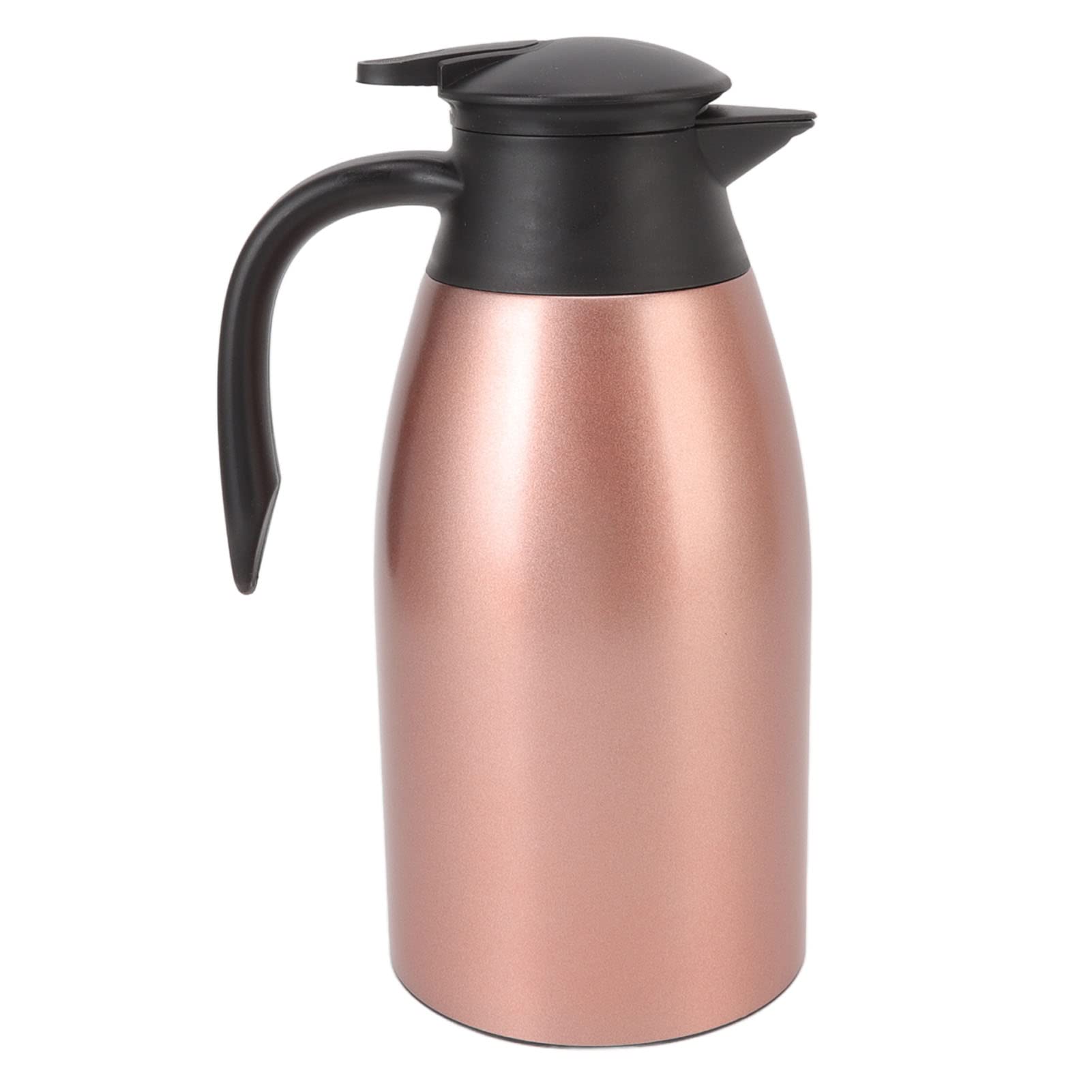 Thermal Coffee Carafe, 2L Stainless Steel Insulated Coffee Pot, Vacuum Coffee Jug Water Dispenser for Coffee, Hot Water, Tea, Beverage(Rose Gold)