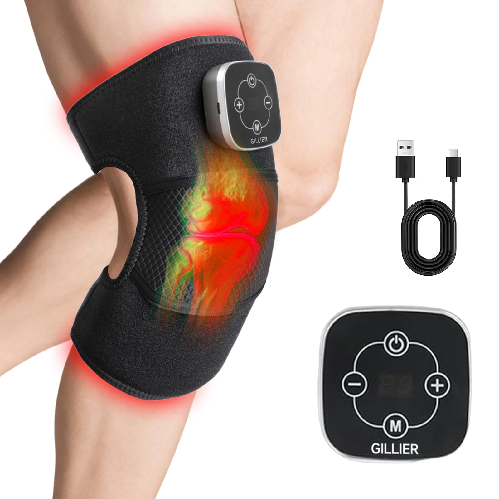 Photo 1 of GILLIER Red Light Therapy & Vibration Knee Massage - 660nm&850nm Red Light Therapy Heated Device for Knee, Grey