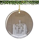 Lincoln Memorial Christmas Ornament, Porcelain 2.75 Inch Washington DC Christmas Ornament