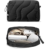 tomtoc Electronics Organizer Travel Case, Soft Puffy Organizer Bag Birthday Christmas Gifts Travel Essentials for Women Girls, Portable Accessory Tech Pouch Storage for Charger, Cord, Cable, Phone