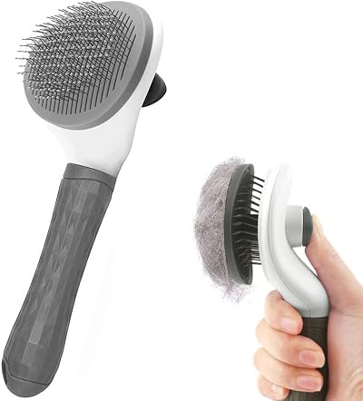 YETEE Cat Dog Brush Self Cleaning Grooming Tool Grey