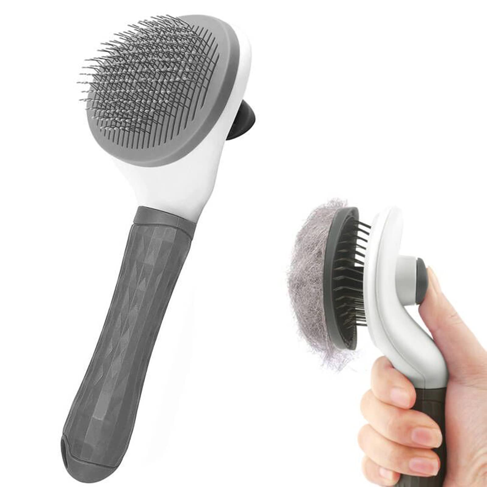 Cat Dog Brush, Pet Grooming Brush, Dog Shedding Tool, Cat Hair Remover for Short/Long Haired (Grey)