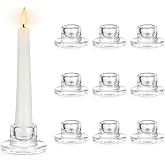 Hewory Glass Taper Candle Holders: 10 PCS Candlestick Holders Clear Short Tapered Candle Holder Set - Candle Stick Holder Decor for Table Centerpiece Wedding Party Advent Christmas Home Decorations