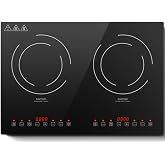 Induction Cooktop 2 Burner, Countertop/Drop-in, 120V/1800W | cTUVus Certification, 9 Power &amp; Temperature Levels, 179 Min Timer, Pan Sensor, Safety lock, Pause, Ceramic Glass