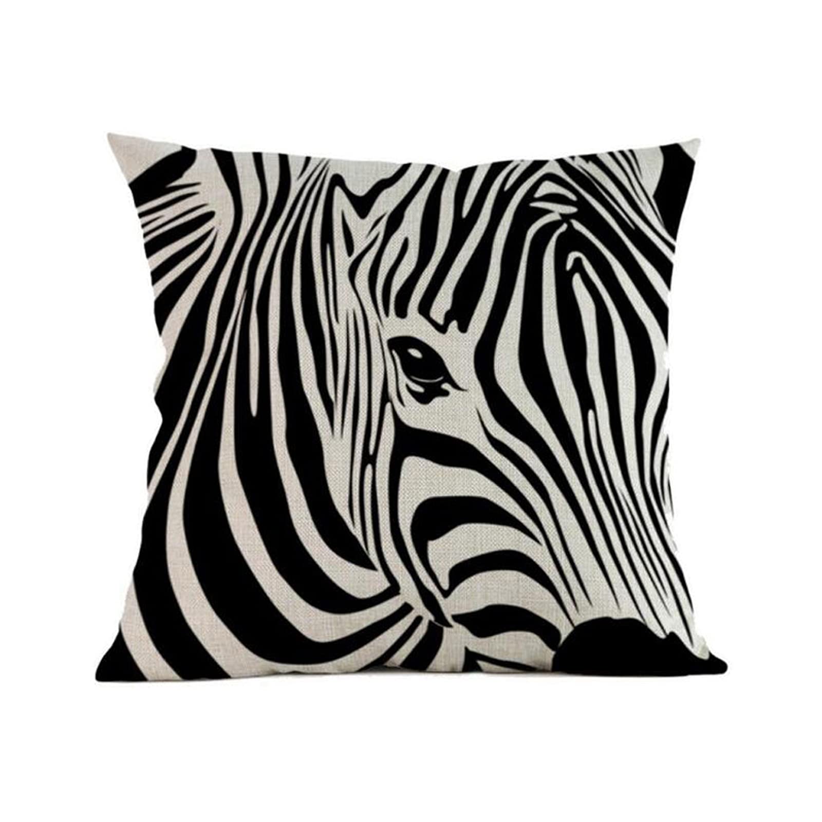 Zebra Throw Pillow Cover Cotton Linen Cushion Cover Creative Animal Decoration Pillowcase for 45 x 45 cm Pillow (LL-050A)