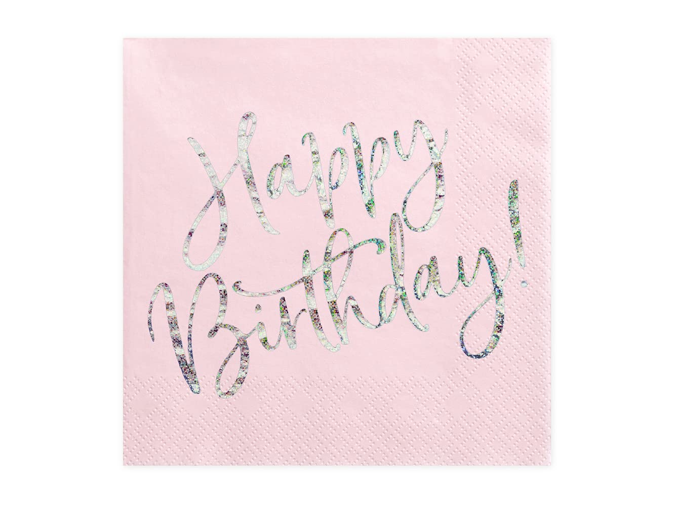 20Pk 33X33Cm Light Pink Happy Birthday Napkins