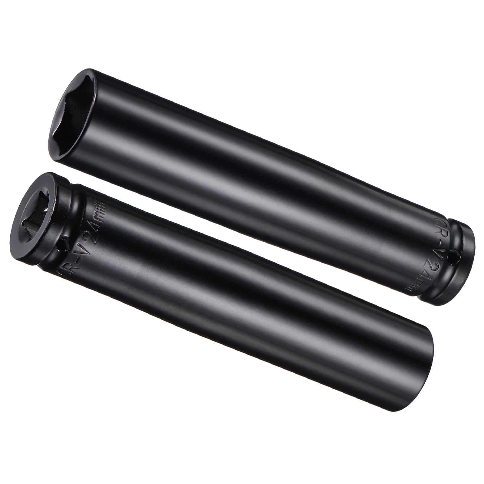 CoCud 24mm 1/2" Drive Deep Impact Socket - 2 Pack, CR-V Steel, Rounded Corner Design, 6-Point, Hex, Powder Coated, 150mm