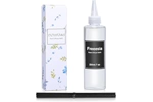DIUFJAG Freesia Reed Diffuser Oil Refill with 12 Fiber Reed Sticks,6.8 oz(200ml) Scented Fragrance Oils for Diffuser