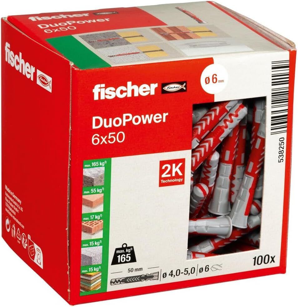 Fischer DuoPower 6 x 50 Universal Plug 100 pcs intelligent 2-Component