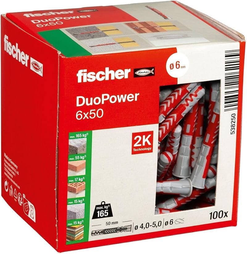 Fischer DuoPower 6 x 50 Universal Plug 100 pcs intelligent 2-Component