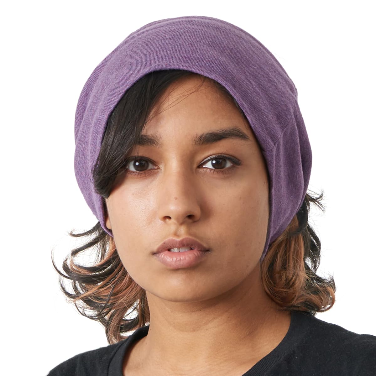 CHARM Womens Headband Neck Gaiter - Mens 100% Organic Cotton Hair Wrap Ear Warmer Circle Tube Scarf Purple
