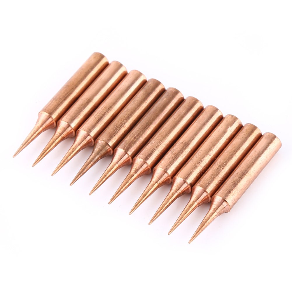 TOPINCN 10-Piece Pure Copper Soldering Iron Tips Set, 900M-T-I, 43cm Length, 4mm-6.7mm Diameter for 936/937 Soldering Station