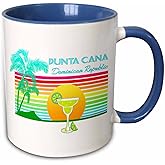 3dRose Mug Retro Punta Cana Dominican Republic tropical design with a margarita. - 11oz, Blue (mug_291842_6)