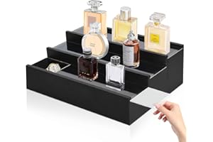 COZYYROME Wood Cologne Organizer for Men - 3 Tier Cologne Stand Perfume Organizer with 3 Hidden Compartments,Perfume Display Holder for Cologne,Mens Organizer Station for Dresser,Beside,Night Stand-Men’s Gift