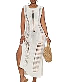 Bsubseach Crochet Beach Cover Ups for Women Sleeveles Swimsuit Coverups Hollow Out Summer Knit Bikini Beachwear