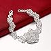 Diamondo Elegant Flower Leaf Design Sterling Silver Dangle Bracelet with Charms Women