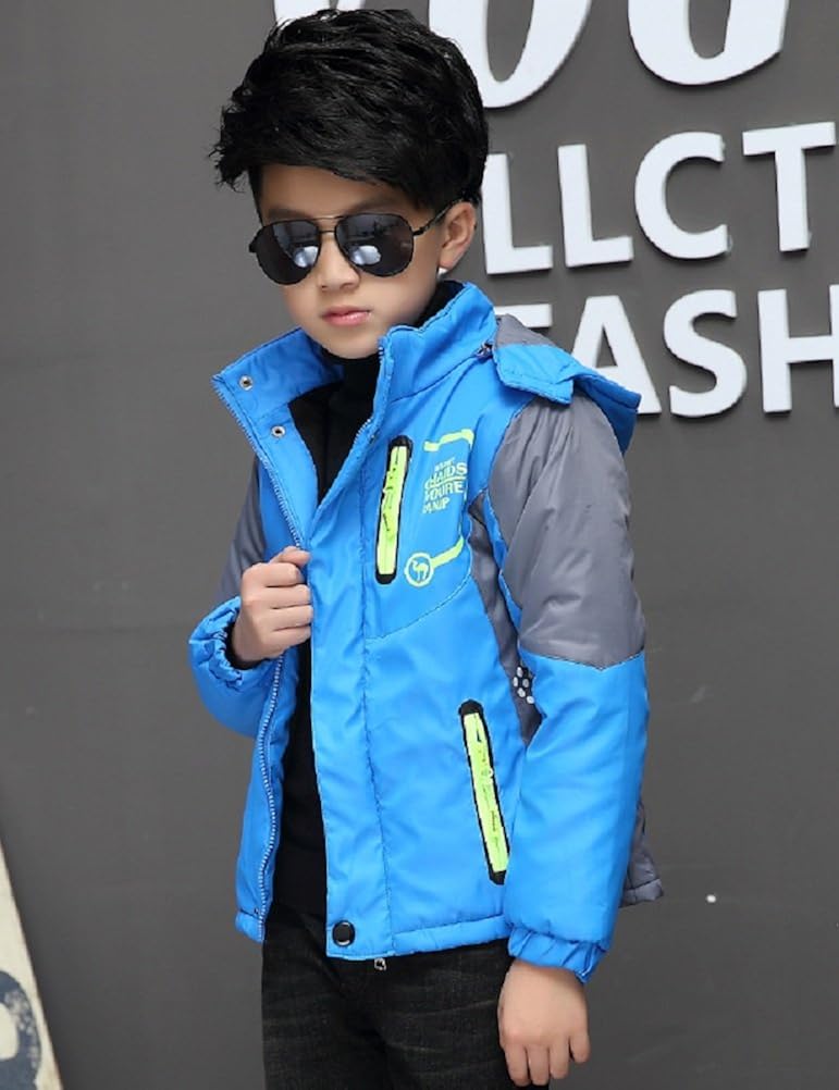 Valentina Latest Boys Thicken Fleece Hooded Jacket Warm Quilted Coat Outdoor Cool Cute Fashion for Winter Autumn Spring: Clothing