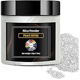 NTWJNJY Pearl White Mica Powder, Natural Shimmer Mica Powder for Epoxy Resin/Candle/Soap/Lip Gloss/Slime/Bath Bombs/Quicksand/Car Paint pigments.Candle Dye,Soap Making Dye(50g/1.7oz)