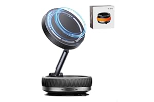 Intoval Vacuum Magnetic Phone Holder for Car, 360 Suction Cup Phone Mount with Snaplock Tech, Adjustable Magnet Stand for Your Car - Fit for Magsafe iPhone, Come with 2 Mag Rings, Flat Nano Sticker