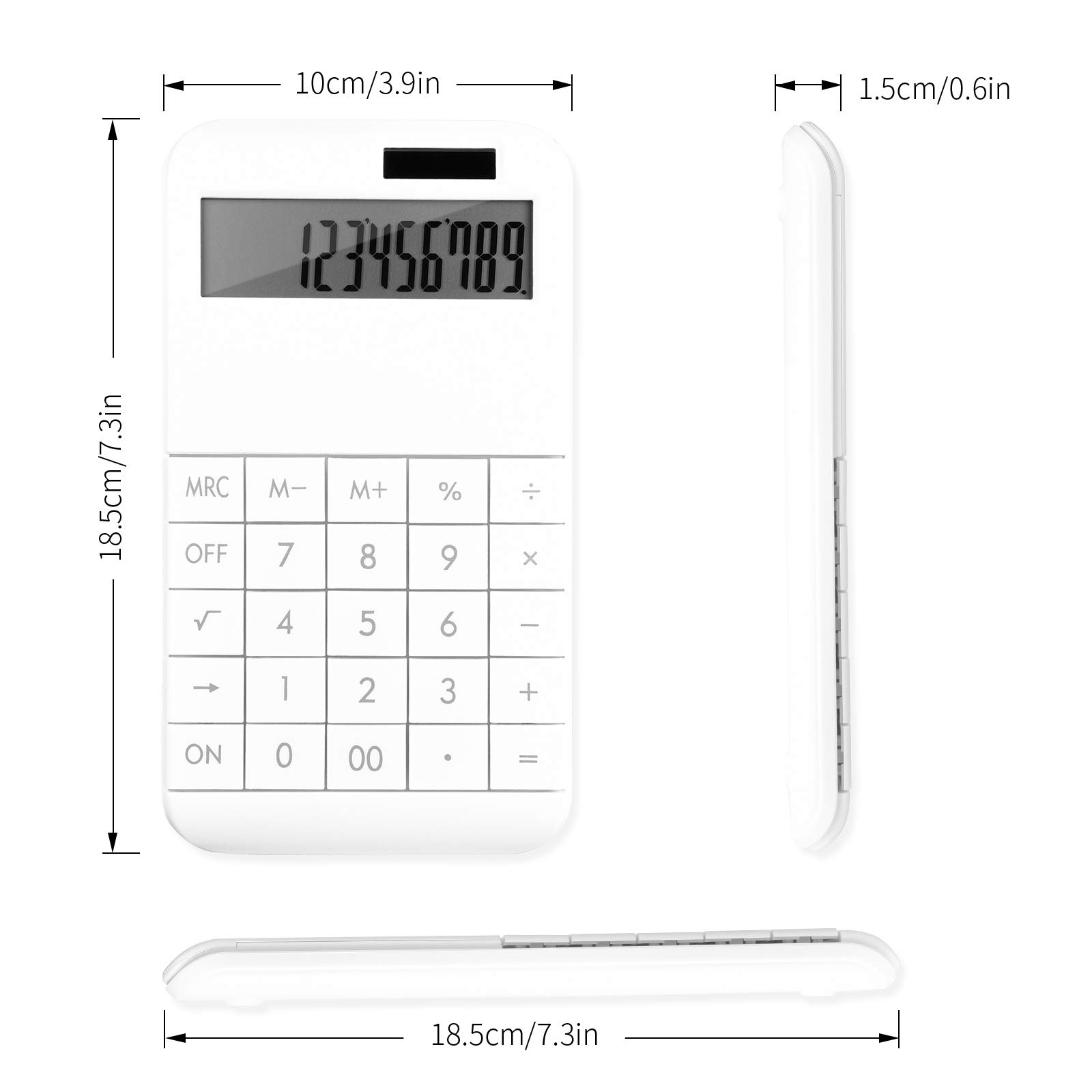 EooCoo Basic Standard Calculator 12 Digit Desktop Calculator with Large LCD Display for Office, School, Home & Business Use, Modern Design - White