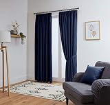 John Aird Blackout Curtains Navy 2 Panels 46 x 90 Pencil Pleat Tie Backs view 2