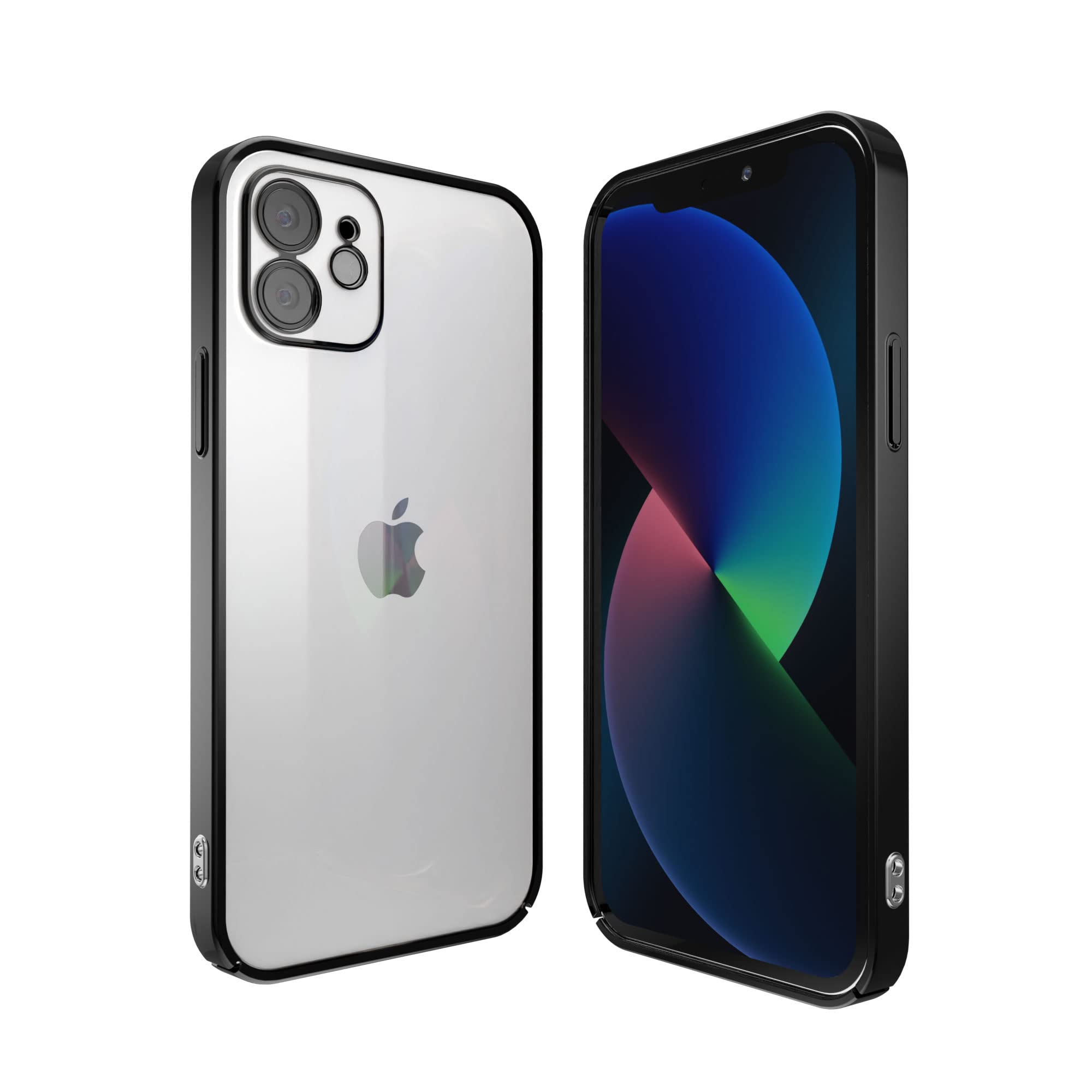 Angeston Case Compatible with iPhone 12 Mini, Galvanised Mirror Hard Protective Case for iPhone 12 Mini, Scratch-Resistant, Shockproof Case - Black