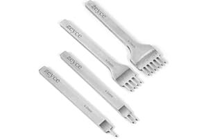 zeyce Leather Stitching Punch Set- 4mm White Steel 1/2/4/6 Prong for Leathers Punch Craft DIY Leather Working Tool Stitching Chisels Set