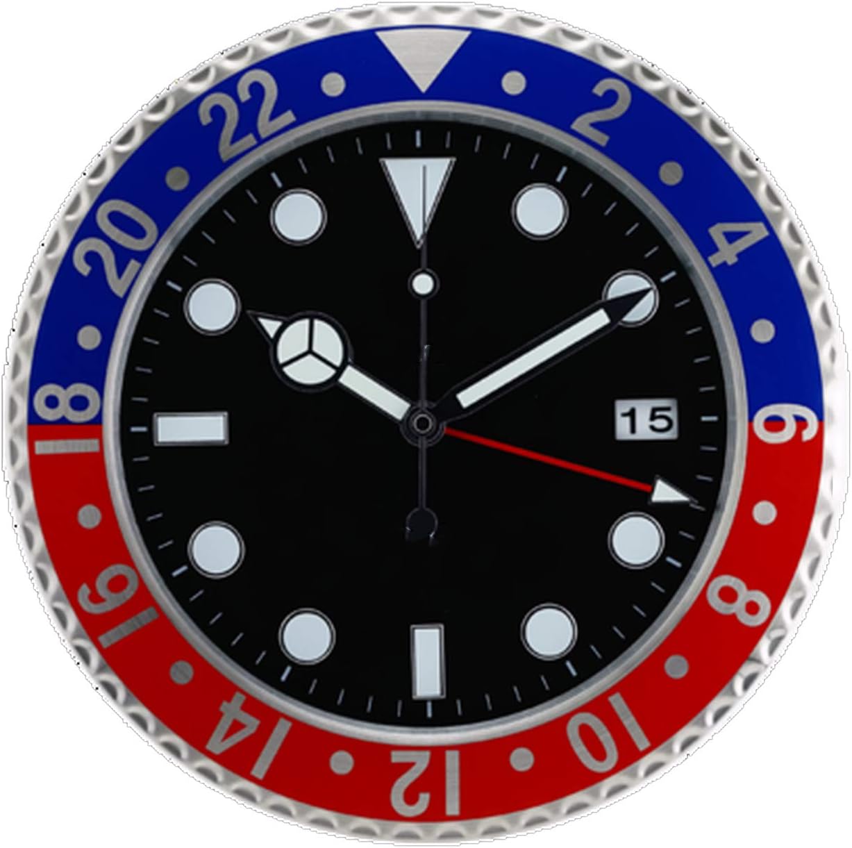 LIAN Store European Style Retail Metal Watch Shape Wall Clock Calendar Wall Clock with Date for Living Room Mute Wall Clocks,5,12 inch