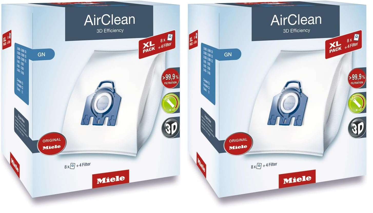 Miele Genuine AirClean XL Pack 3D GN Vacuum Cleaner Bags, Pack of 16 – 10455150