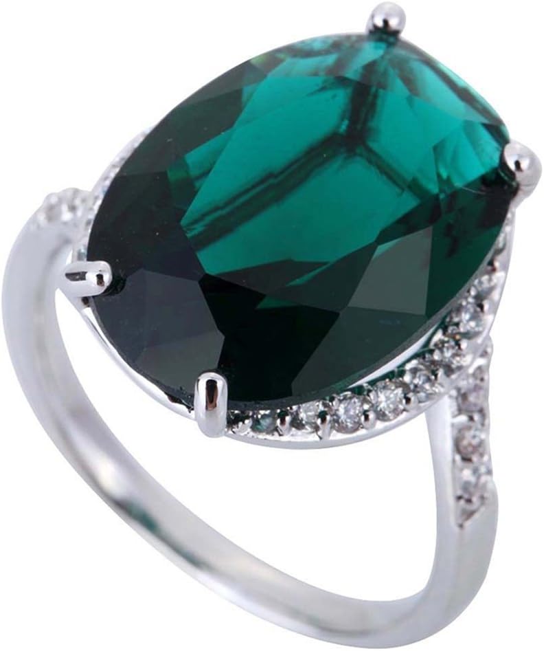 Veunora Silver Plated Green Amethyst&Topaz Ring
