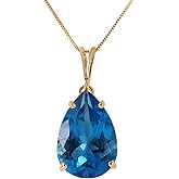 Galaxy Gold GG 14k Solid Gold Necklace with Natural Blue Topaz