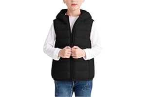 Generic Girls Winter Vest Warm Sleeveless Puffer Jacket Lightweight Down Coat Zip Up Hooded Puffy Outerwear Vest with Pockets