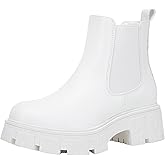 Jeossy Women's 9620 Chelsea Combat Boots, Platform Ankle Boots Chunky Heel, Fashion Lug Sole Slip on Booties with Elastic Band