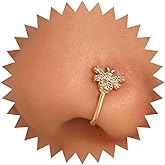 Yheakne Boho Cz Bee Nose Ring Gold Crystal Bee Nose Cuff Crystal Septum Nose Rings U Shaped Clip On Nose Stud Rhinestone Hoop Nose Piercing Jewelry for Women