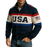 Mens USA American Flag 90's Bomber Vintage Leather Jacket