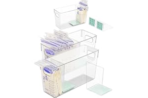 UGOTFEELS Breastmilk Storage Container with L Shaped Separator Boards, Dividers Will Flatten Standing Breast Milk Bags in Organizer Bins Save Refrigerator Space | 2 Containers-Green