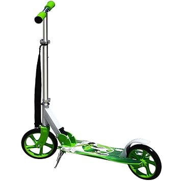 Deuba Scooter Roller Tretroller Cityroller | Wheel 205 mm PU-Rollen | klappbar | höhenverstellbar | Tragegurt | Seitenständer
