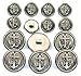 New ANTIQUE SILVER Finished ~NAVAL ANCHOR~ METAL BLAZER BUTTON SET ~ 14-Piece Set of Shank Style Fashion Buttons For DOUBLE BREASTED Blazers, Sport Coats, Jackets & Military Uniforms ~ METALBLAZERBUTTONS.COM
