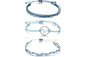 Softones VSCO String Wave Bracelets for Women Handmade Colorful Waterproof Adjustable Braided Beach Bracelet Set for Women