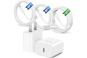 QZVOO iPhone 15 Charger Fast Charging, iPad Pro Charger, Apple USB C to USB C Cable 6ft/6ft/10ft with 20W Wall Charger, Type C Cord for iPhone 15/15 Pro/15 Pro Max,iPad Pro,iPad Air 5/4/Mini,iPad 10,Andriod