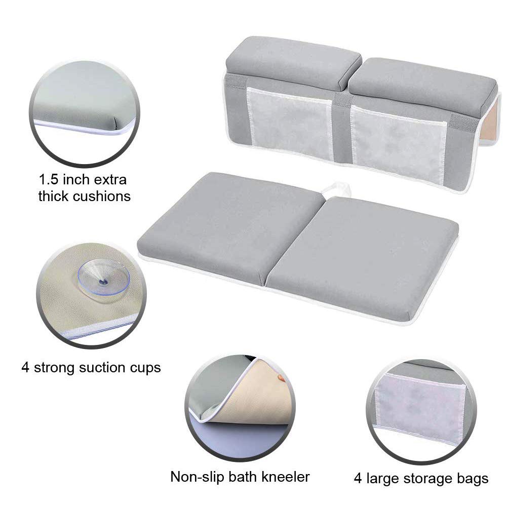 Pawsky Bath Kneeler with Elbow Rest Pad Set, 1.5 inch Thick Kneeling Pad and Elbow Support for Knee & Arm Support Large Bathtub Kneeling Mat with Toy Organizer for Happy Baby Bathing Time : Baby