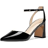 Juliet Holy Womens Closed Toe Heels Chunky Block Heel Ankle Strap Pumps Slingback Heeled Sandals